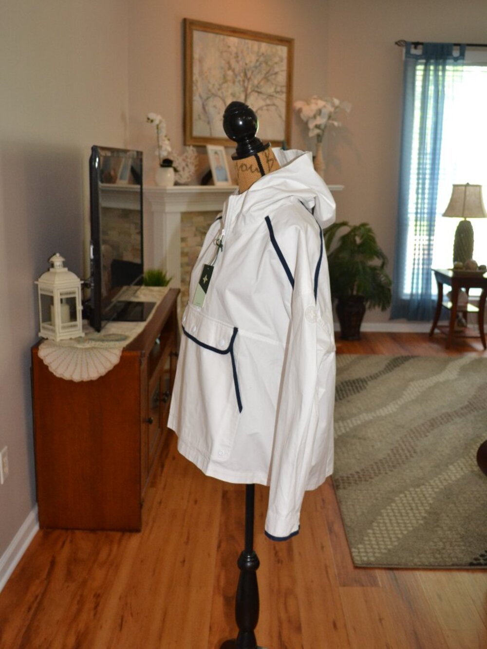 Tuckernuck Tnuck Sport White Navy Water Repellant Nantucket Anorak Jacket, XL - Picture 8 of 13